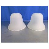 Pair Frosted Glass Bell Light Shades