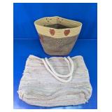 Woven Toy Storage Basket & Fabric Tote Bag Duo