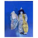 Vintage Porcelain Clown Doll Duo