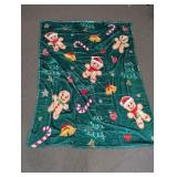 Christmas Gingerbread Green Plush Blanket