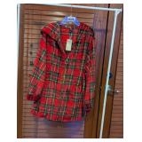 Red Plaid Hooded Zip-Front Jacket