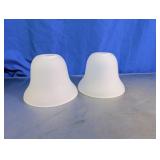White Frosted Glass Bell Shade Pair
