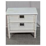 White Bamboo-Style 2-Drawer Nightstand