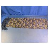 Blue & Gold Patterned Fringed Textile