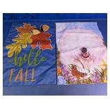 Hello Fall & Dog Decorative Flag Pair