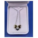 Tri-Tone Engraved Always Heart Pendant Necklace