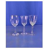 3pk Assorted Crystal & Glass Stemmed Wine Glasses