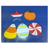 Seasonal Holiday Wooden Hanging Ornaments Lot