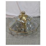 Vintage Brass & Glass Octagonal Chandelier