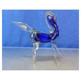 Hand Blown Cobalt & Clear Glass Horse Figurine