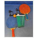 Ping Pong Set: Paddles, Net & Ball Lot