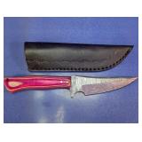 Damascus Style Fixed Blade Knife & Sheath