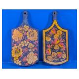 Russian Painted Wood Cutting Board Pair
