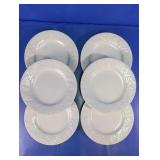 White Glass Embossed Floral Plate Set