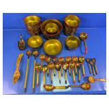 Russian Khokhloma Style Wood Tableware Assortment