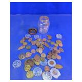 Vtg Elongated Pressed Coins Lot in Jar