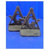 Bronze Masonic Square Bookends Pair
