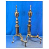 Vintage Brass Fireplace Andirons Duo