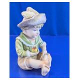 Ceramic Child Boy With Apple Figurine