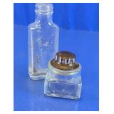 Embossed Glass Bottle & Inkwell Set