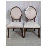Vintage Wood Frame Dining Chairs Duo