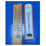 Wooden Wall Thermometer Pair