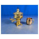Miniature Brass Samovar & Cup Set