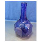 Cobalt Blue Geometric Glass Bottle