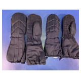 Black Padded Winter Mittens Pair