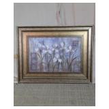 Elegant White Iris Floral Framed Canvas Art