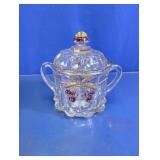 EAPG Pressed Glass Cherry Motif Sugar & Creamer