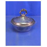 Vtg Fire-King Casserole Dish W/ Silver Lid