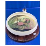 Vintage Italian Ceramic Fruit Tray & Wood Base