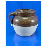 Vtg Two-Tone Stoneware Crock with Handle