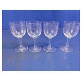 Clear Glass Bamboo Etched Wine Glass Set