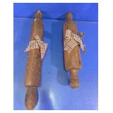 Wooden Rolling Pins With Plaid Bows