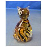 Amber & Black Glass Cat Figurine