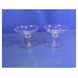 Vtg Clear Glass Pedestal Sherbet Dishes Pair