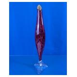 Tall Purple Speckled Art Glass Floor Vase