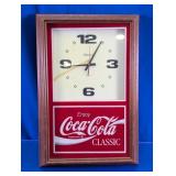 Coca-Cola Classic Wood Framed Wall Clock