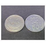 Vintage 1989 Portugal 50 Escudos Coin Duo