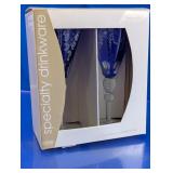 Cobalt Blue Etched Glass Goblets