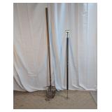 Vintage Shovel & Adjustable Support Pole Duo