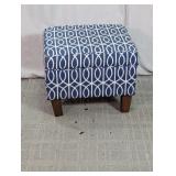 Navy Blue Geometric Storage Ottoman