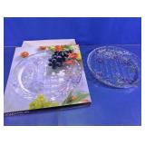 Embossed Floral & Fruit Glass Serving Platter