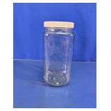 Vtg 'Harvest' Clear Glass Storage Jar W/ Lid