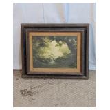 Vintage Framed Deer & Waterfall Nature Print