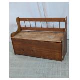 Wooden Storage Bench with Backrest