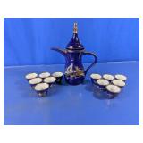 Japanese Blue Crane Teapot & Teacups Assortment