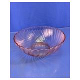 Pink Swirl Glass Serving Bowl